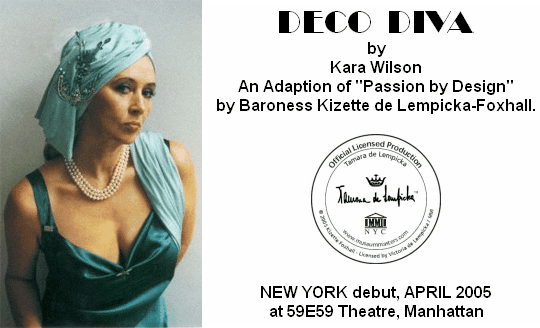 Kara Wilson in Deco Diva  a portrayal of the artist Tamara de Lempicka in words, music and oil paint